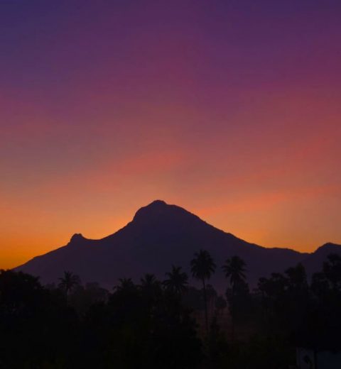sunrise at arunachala mountain in south india