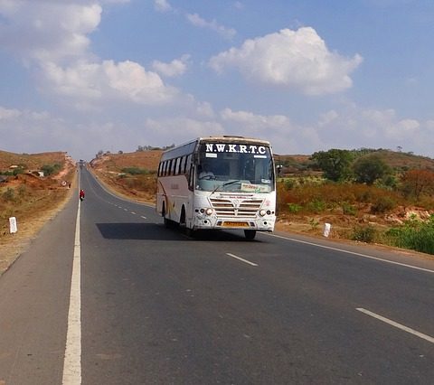 india travel bus on the road